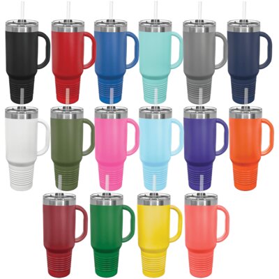 40 oz. Travel Mug with Handle, Straw Included Thumbnail