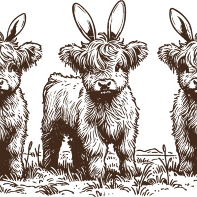 Highland Cows with Bunny Ears Thumbnail